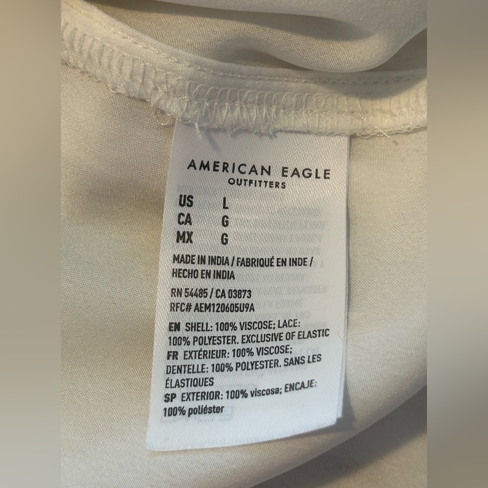 American Eagle Ivory Tan Summer Floral Corset Mini Dress L Cottagecore Bohemian - Picture 11 of 11